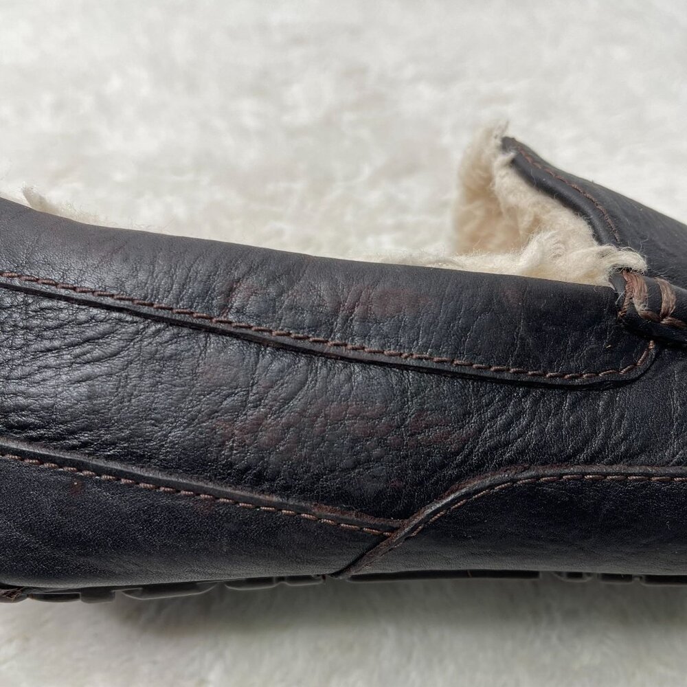 UGG #5379 Men's Black Ascot Leather Slipper Moccasins Shoes Size 12 - Picture 11 of 12